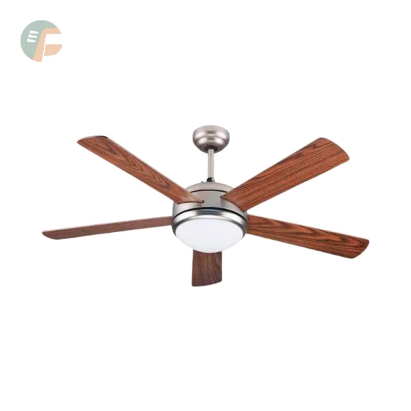 Ventilatore a Soffitto 5 Pale in Legno Luce Led 130 cm diametro Oasi